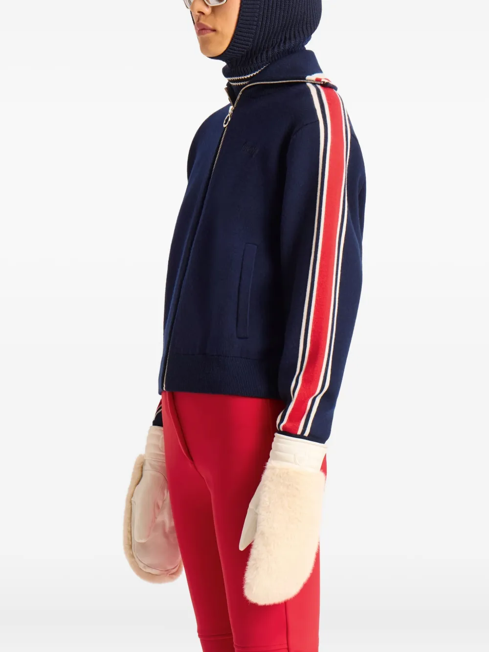 Fusalp Stripe-detail Zip-up Cardigan In Blue