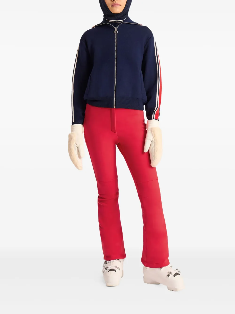 Fusalp Stripe-detail Zip-up Cardigan In Blue