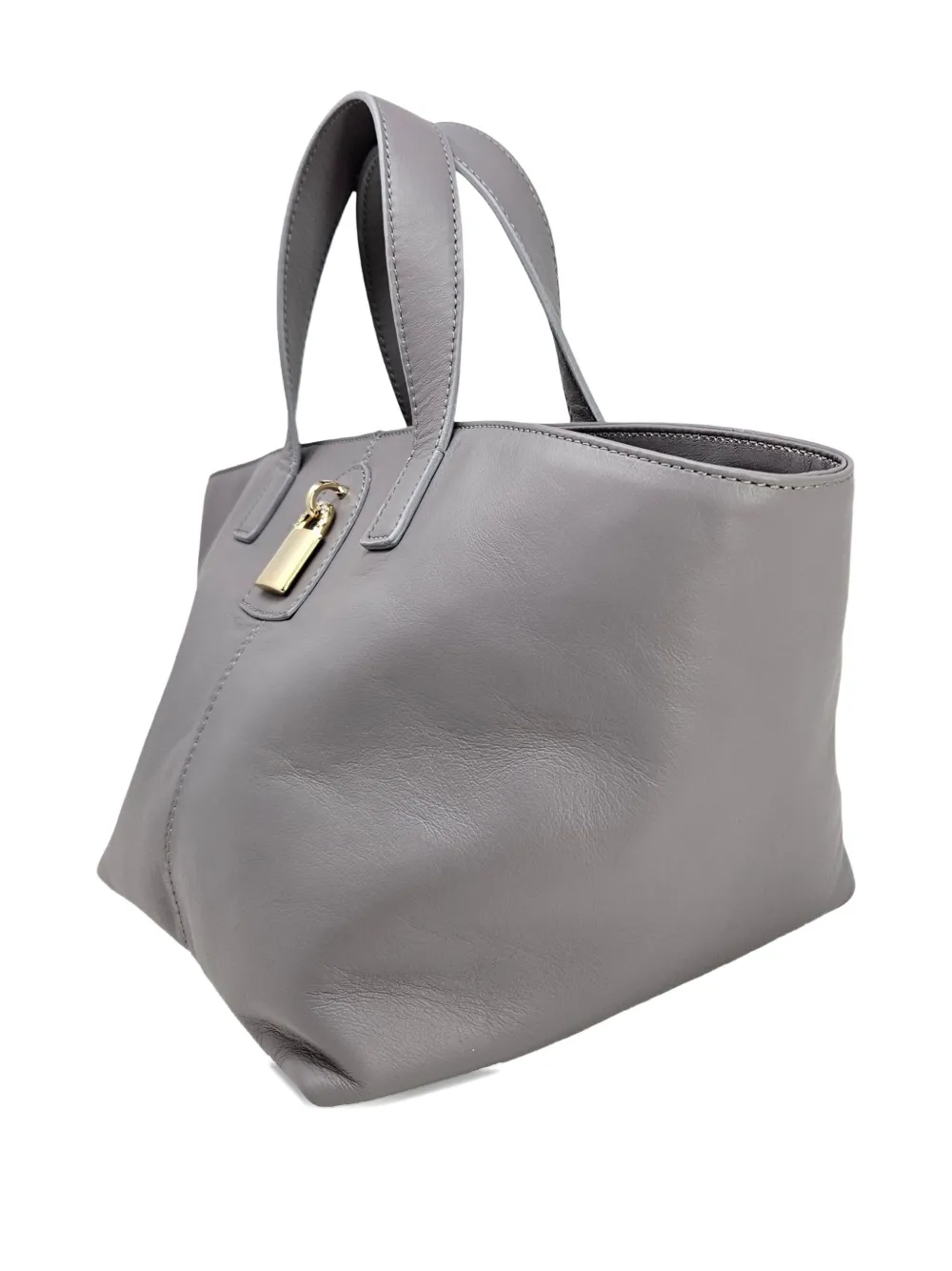 Madison.maison X Joan Hornig Lock-detail Leather Tote Bag In Gray