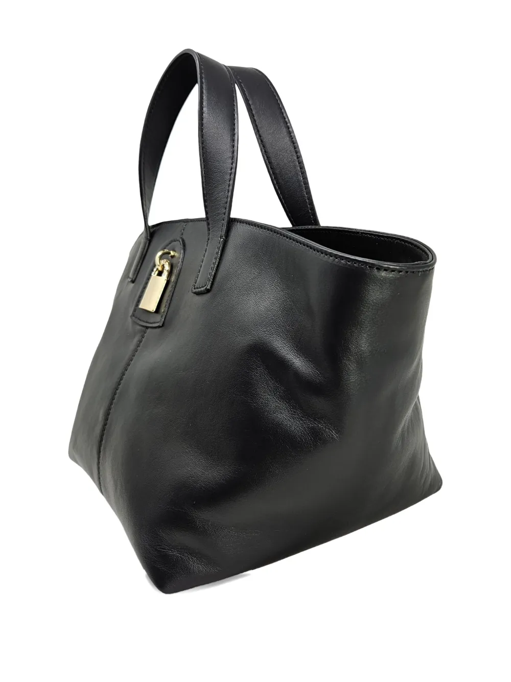 Madison.maison X Joan Hornig Lock-detail Leather Tote Bag In Black
