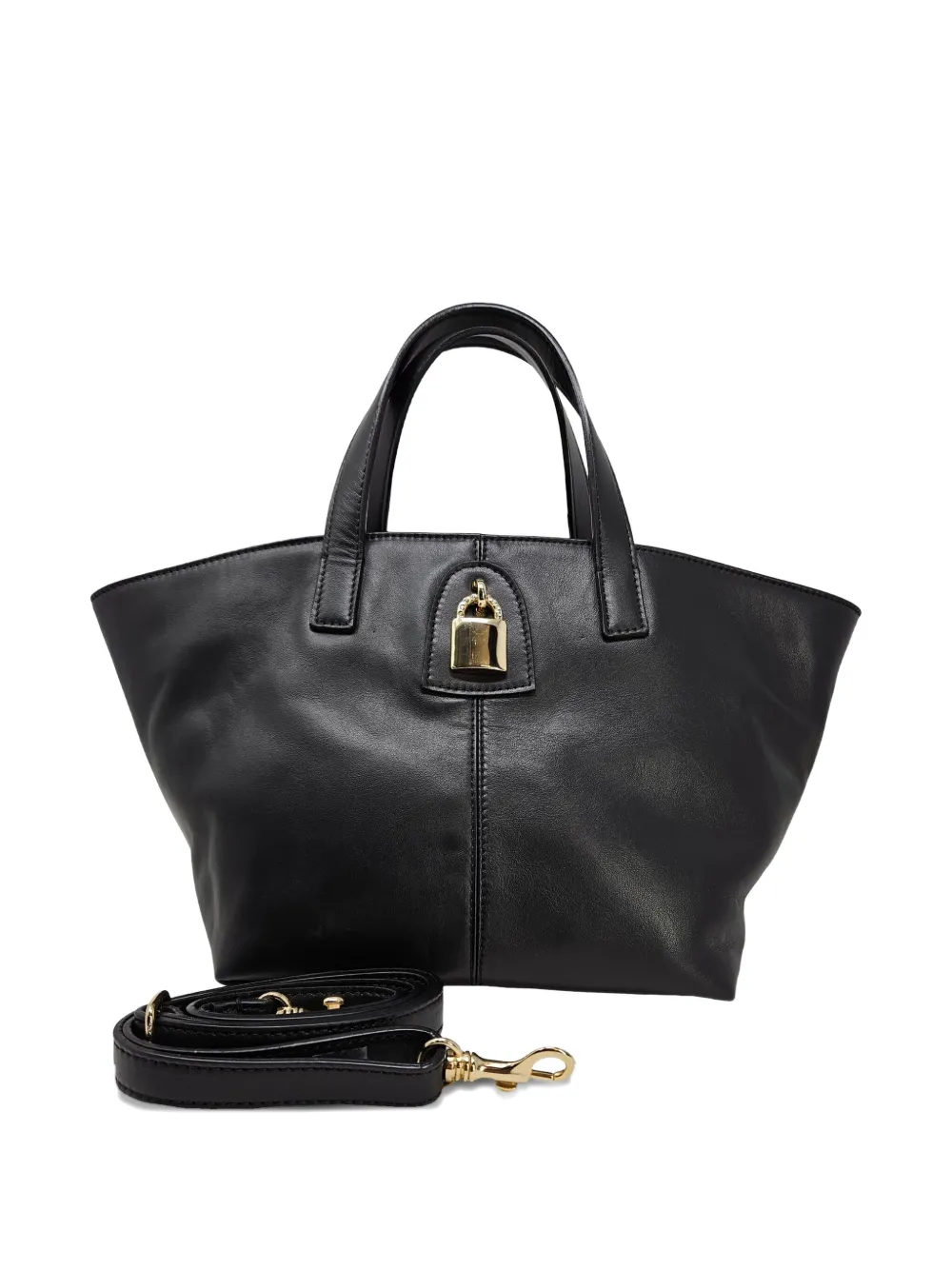 Madison.maison X Joan Hornig Lock-detail Leather Tote Bag In Black