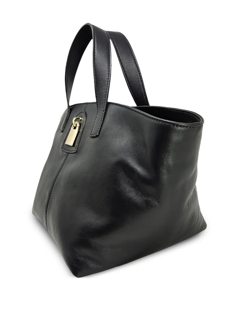 Madison.Maison x Joan Hornig leren shopper met slotdetail - Zwart