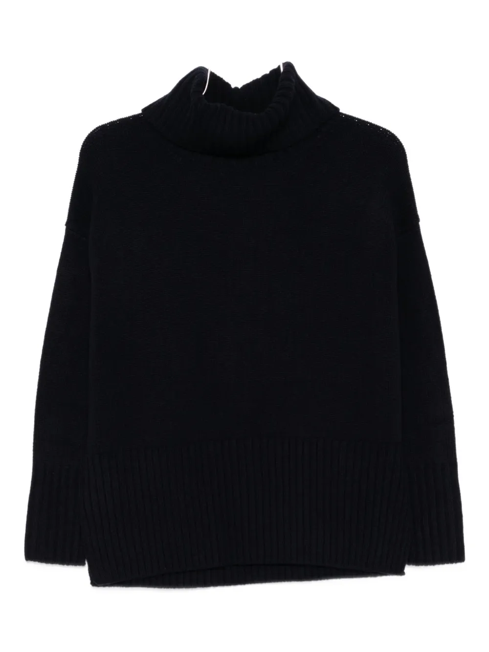 Beyou Turtleneck Ribbed Sweater In Black