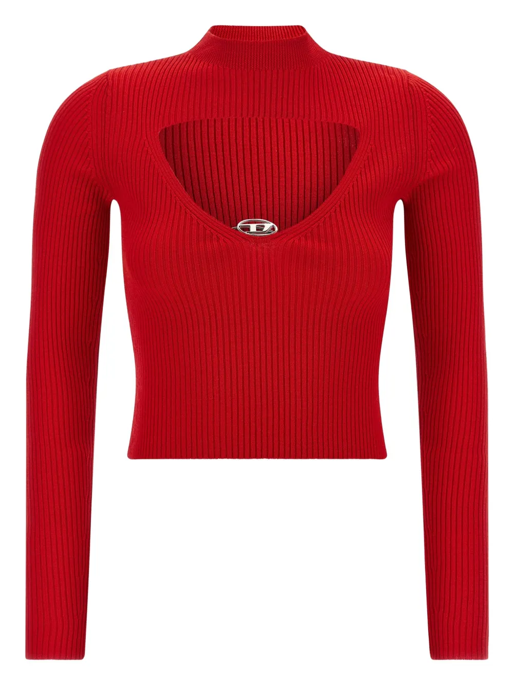 Diesel M-Olina ribbed cut-out wool top Rood
