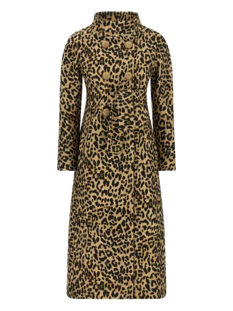 Valentino Garavani animal-print jewel-button coat