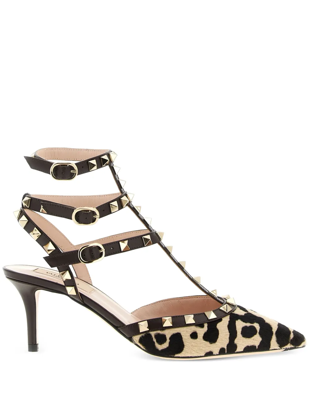 Valentino Garavani 65mm rockstud calf hair pumps Neutrals