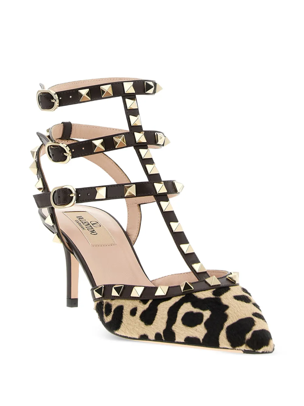 Valentino Garavani 65mm rockstud calf hair pumps Neutrals