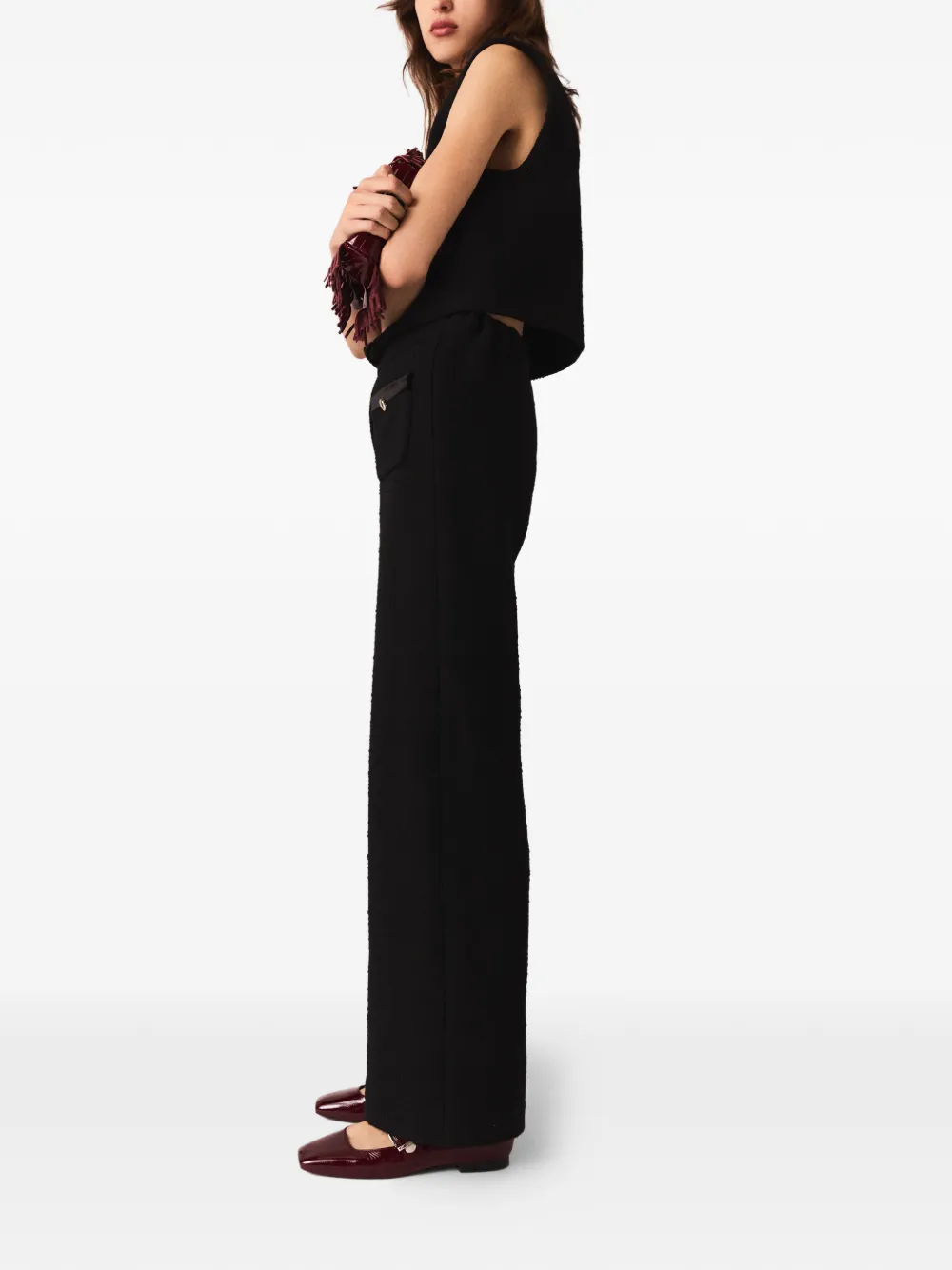 Maje buttoned-pocket trousers - Zwart