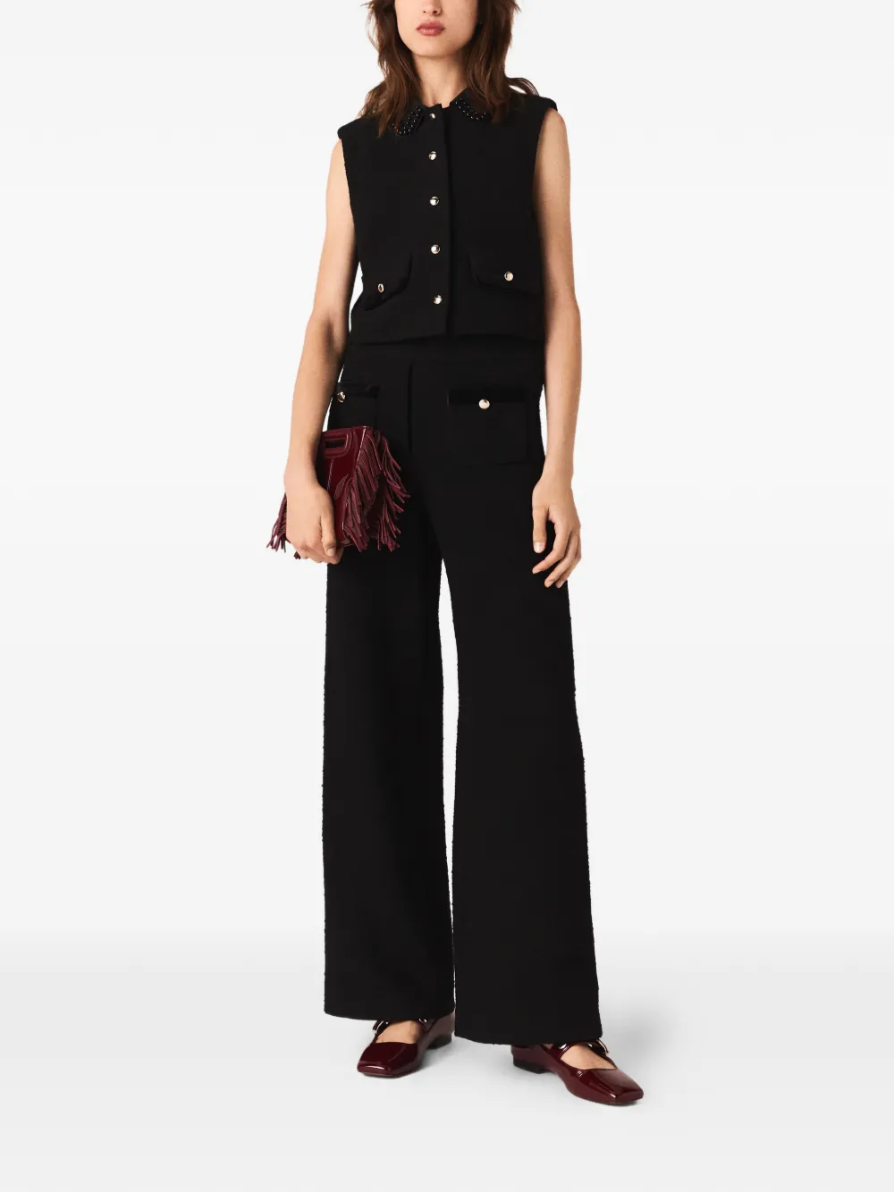  Maje Buttoned-pocket Trousers - Black 