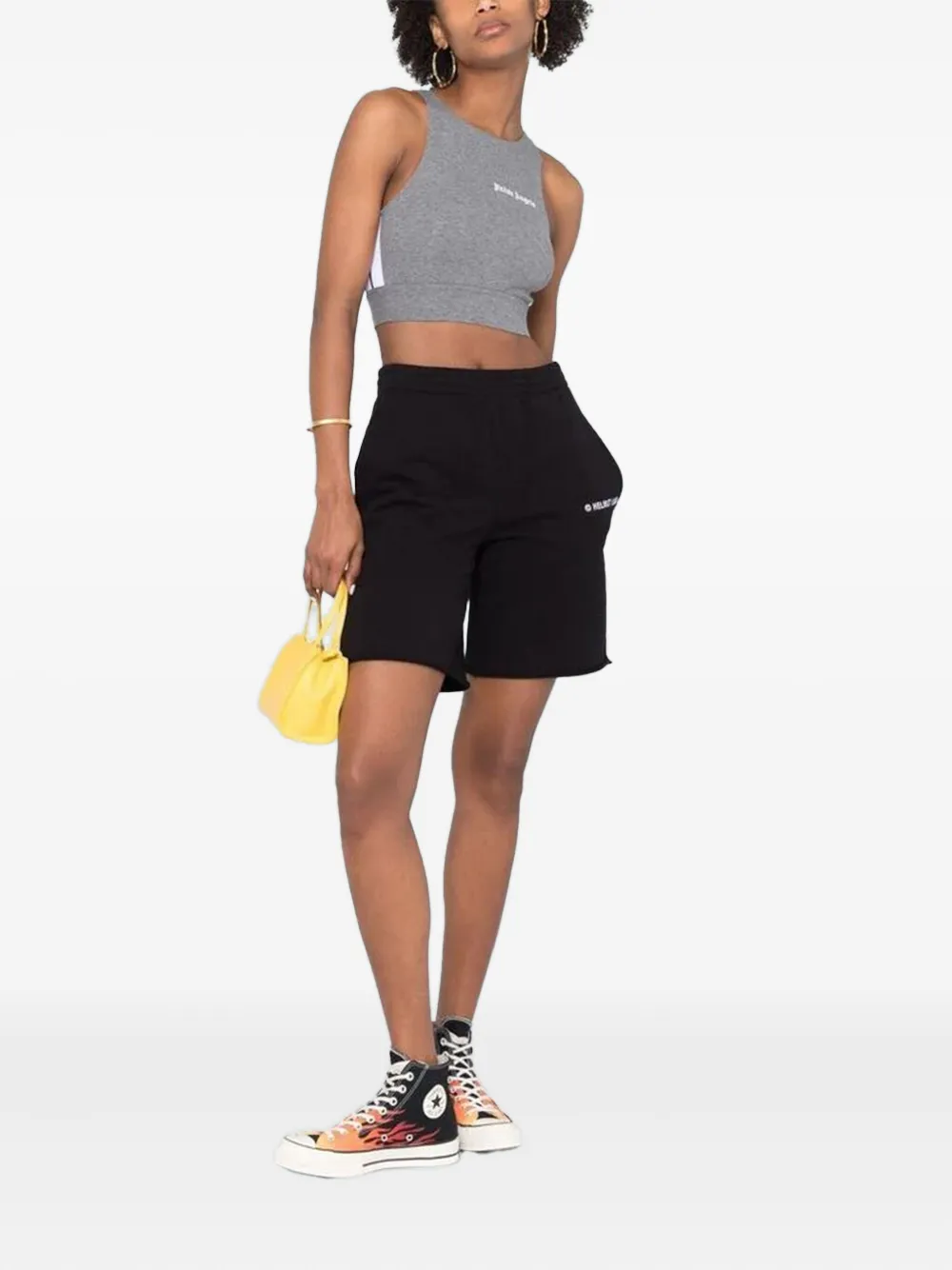 Palm Angels Geribbelde top met logodetail - Grijs