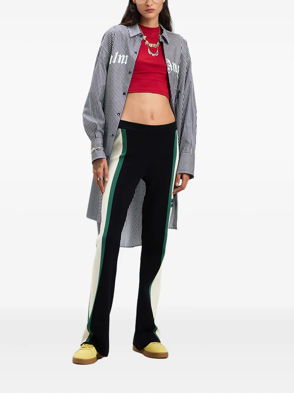 Palm Angels CB Racing gebreide flared broek Blauw