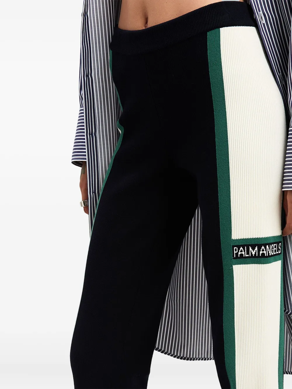 Palm Angels CB Racing gebreide flared broek Blauw