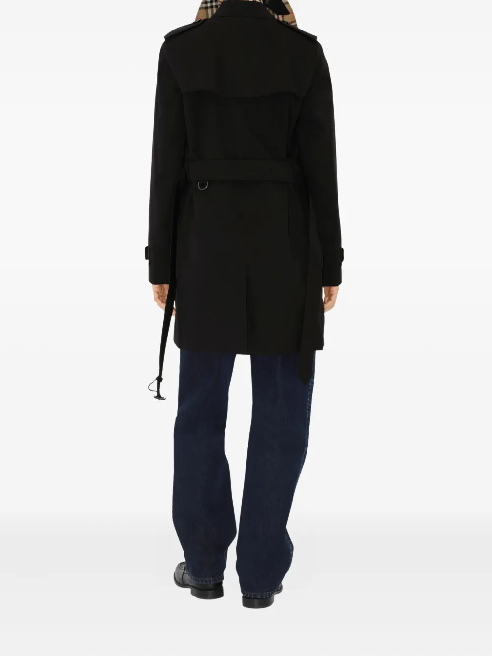 Burberry Belted Double-breasted Trench Coat In Black