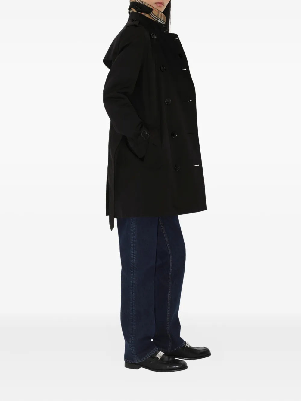 Burberry Belted Double-breasted Trench Coat In Black