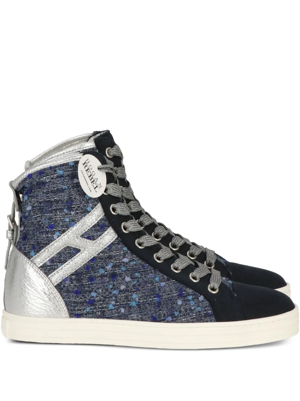 Hogan tweed-detail high-top sneakers Blue