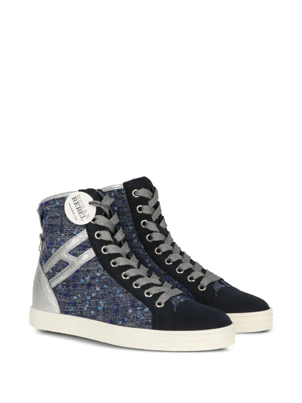 Hogan tweed-detail high-top sneakers - Blauw
