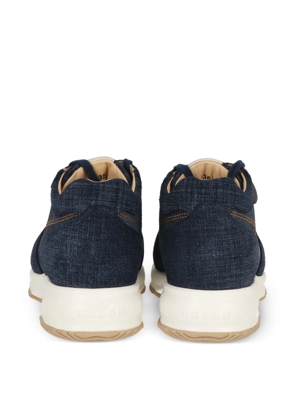 Hogan denim-textured lace-up sneakers Blue