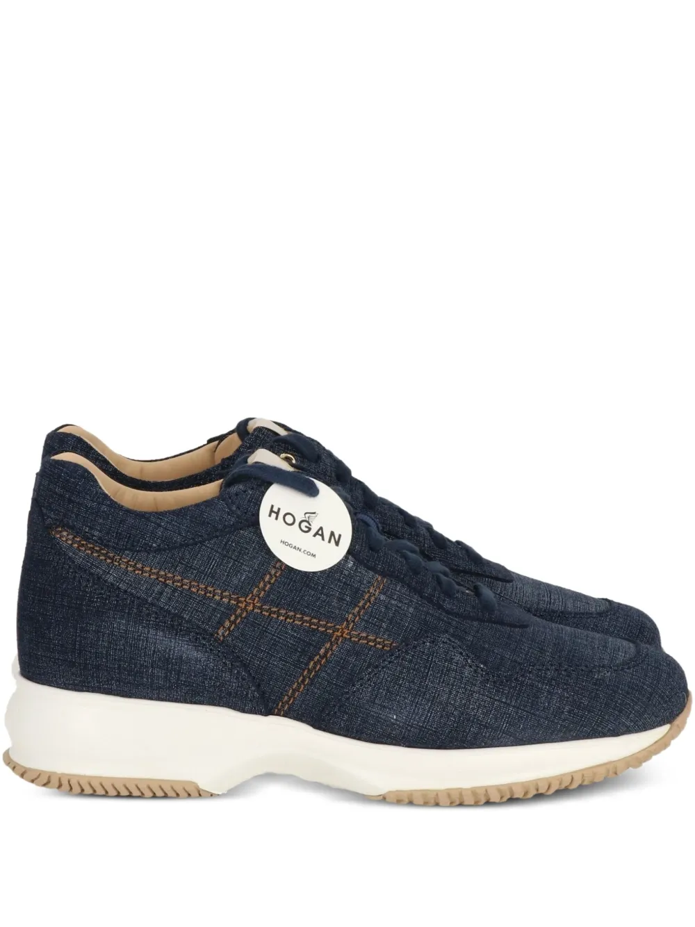 Hogan denim-textured lace-up sneakers Blue