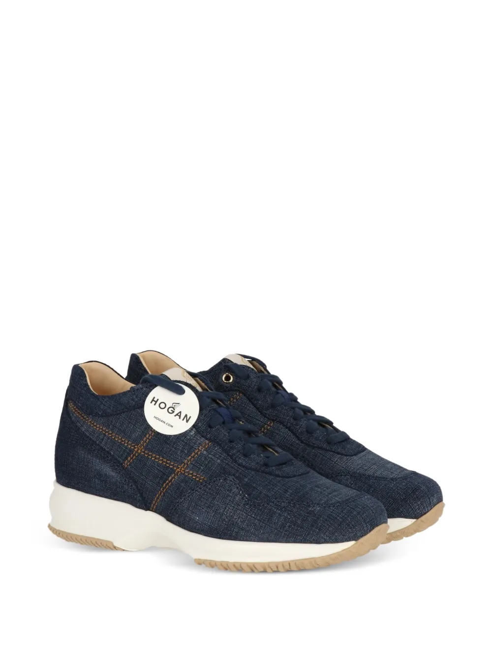 Hogan denim-textured lace-up sneakers Blue
