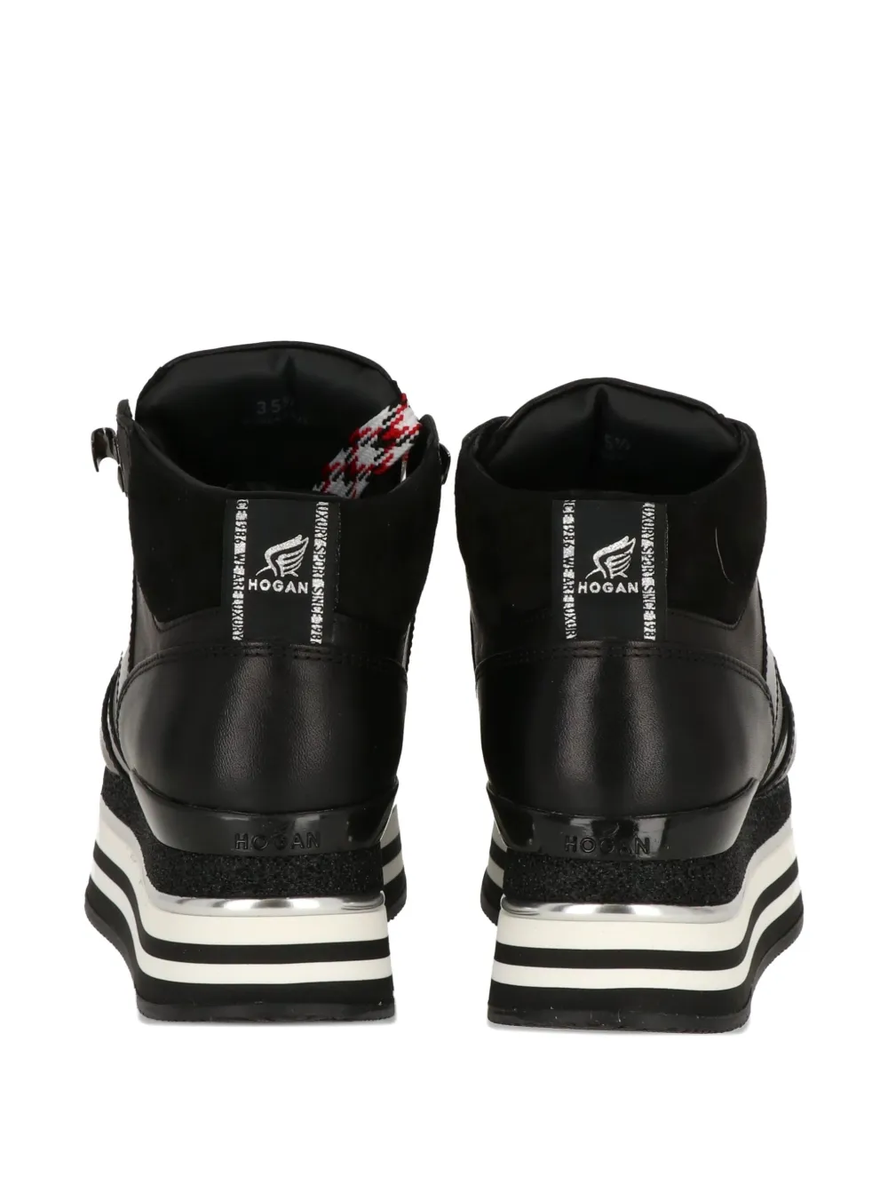 Hogan Platform Leather Lace-up Sneakers In Black