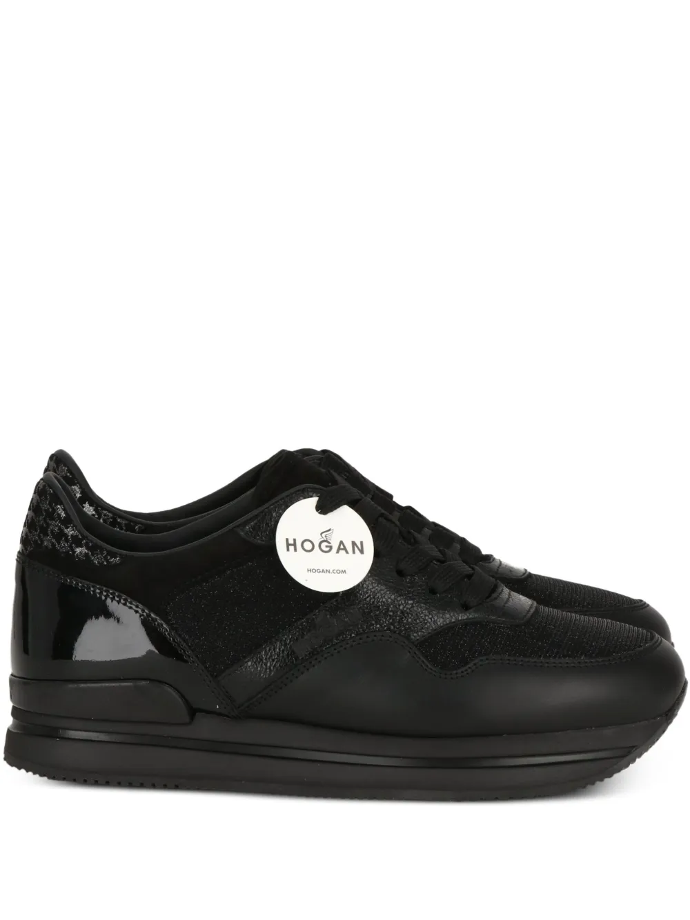 Hogan leather glitter-detail sneakers Black
