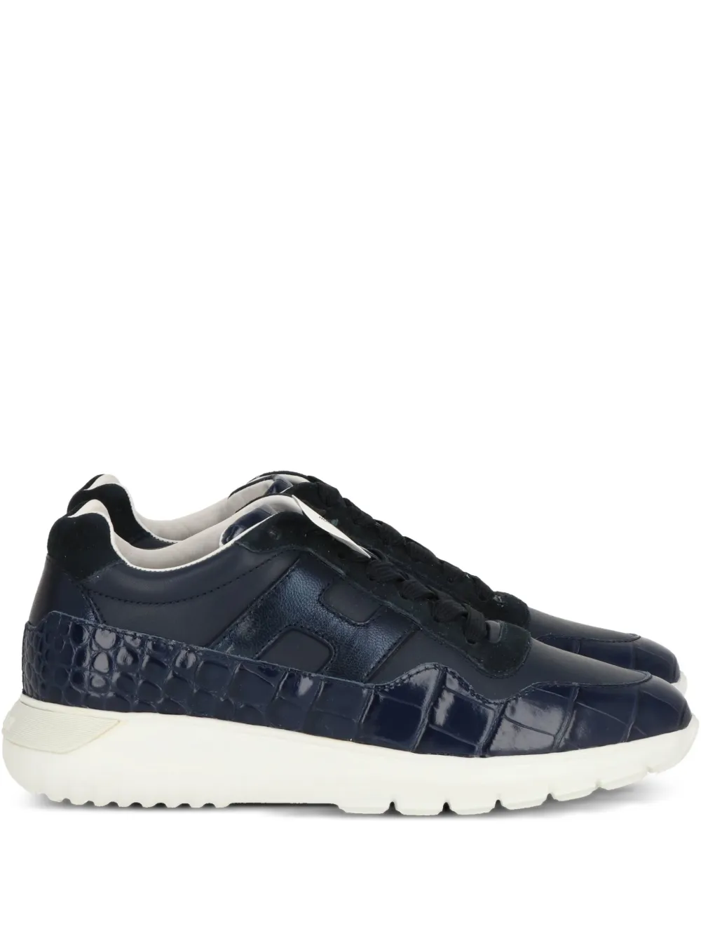 Hogan crocodile-effect leather sneakers Blue