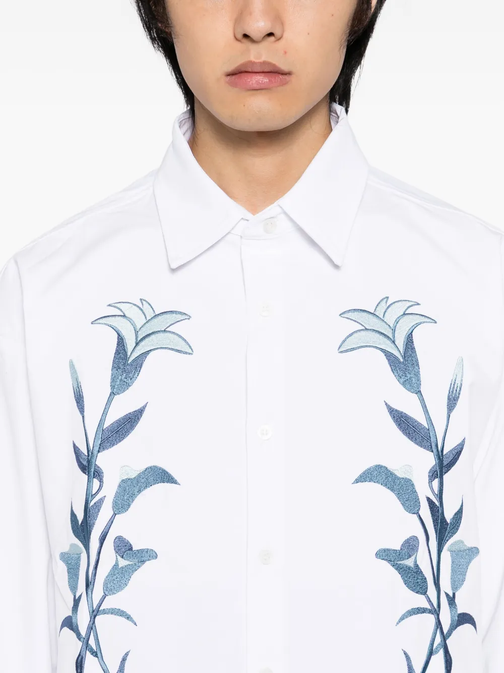 Juntae Kim Floral-embroidered Shirt In White
