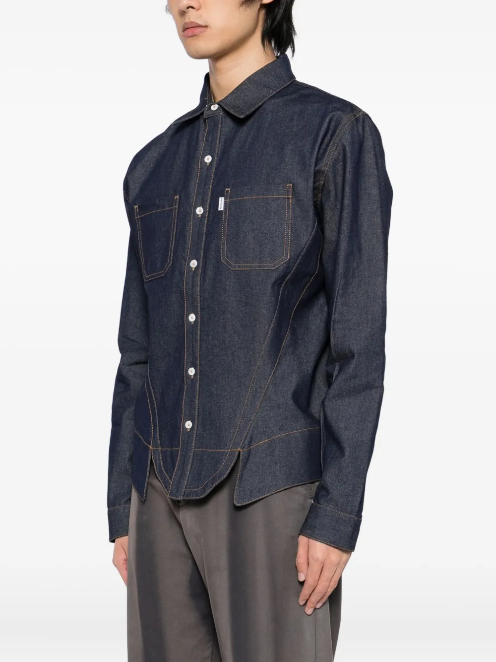 Juntae Kim Corset-style Denim Shirt In Black