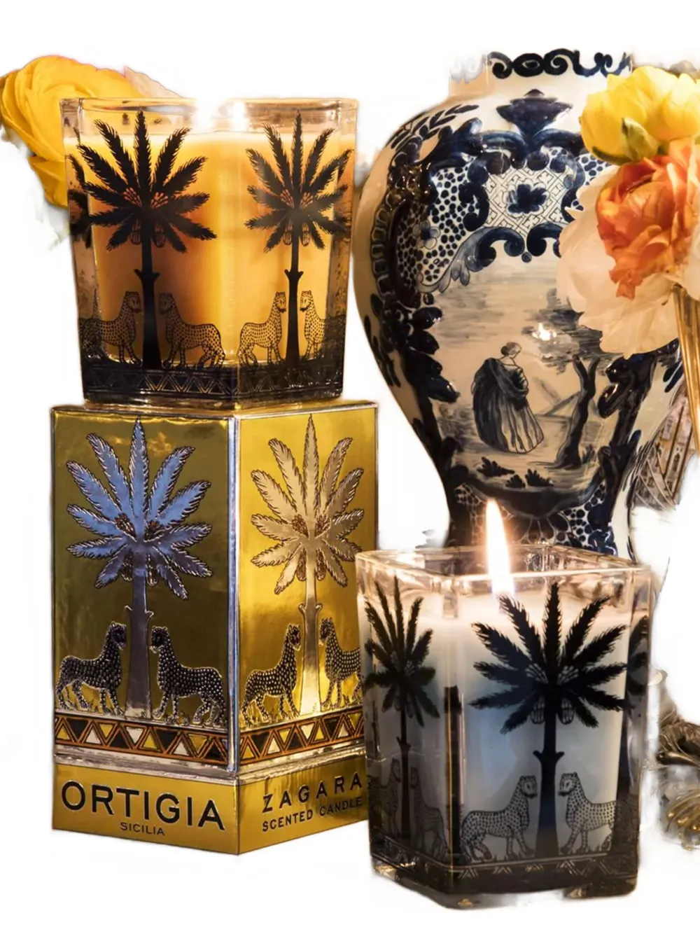 Ortigia Sicilia Palm-tree Scented Candle (170g) In Green
