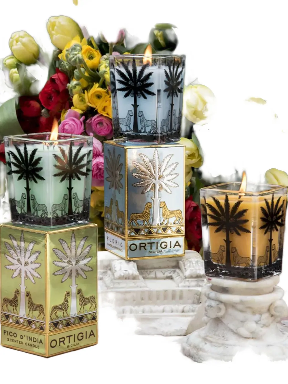 Ortigia Sicilia Palm-tree Scented Candle (170g) In Green