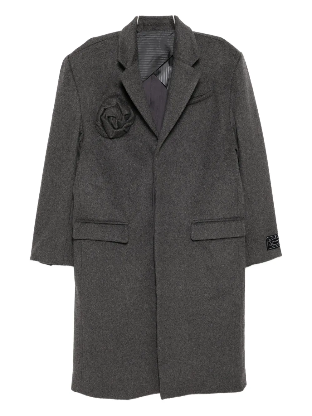 Juntae Kim Floral-embellishment Coat In Gray