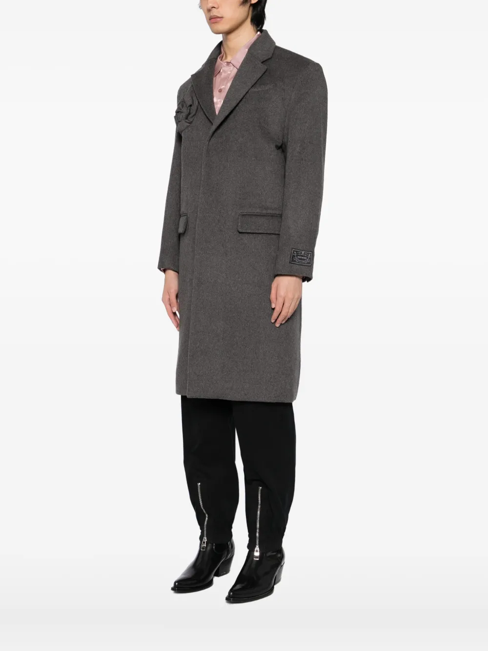 Juntae Kim Floral-embellishment Coat In Gray