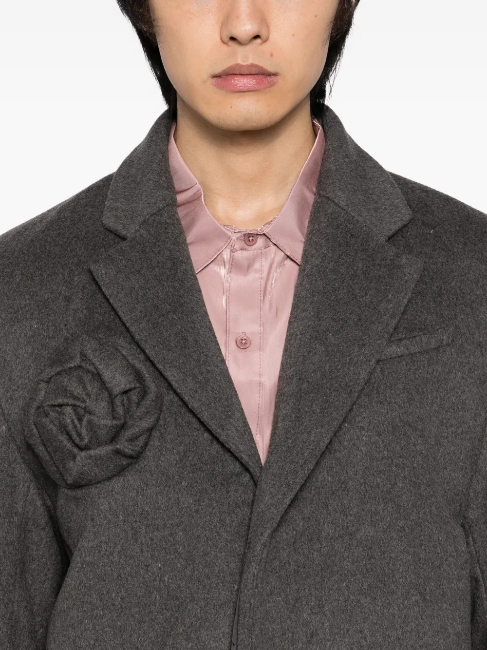 Juntae Kim Floral-embellishment Coat In Gray