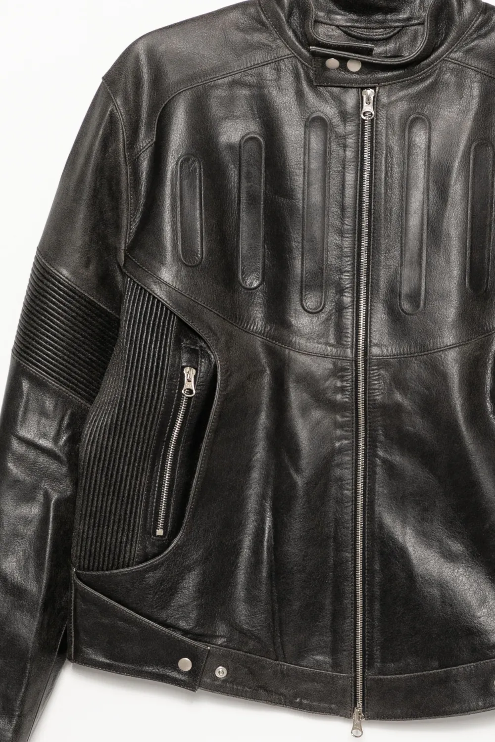 Juntae Kim Embossed-leather Biker Jacket In Black