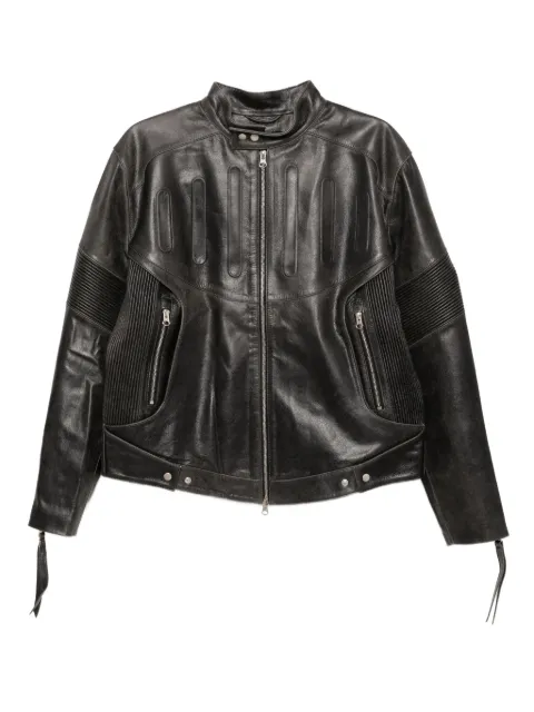 JUNTAE KIM embossed-leather biker jacket