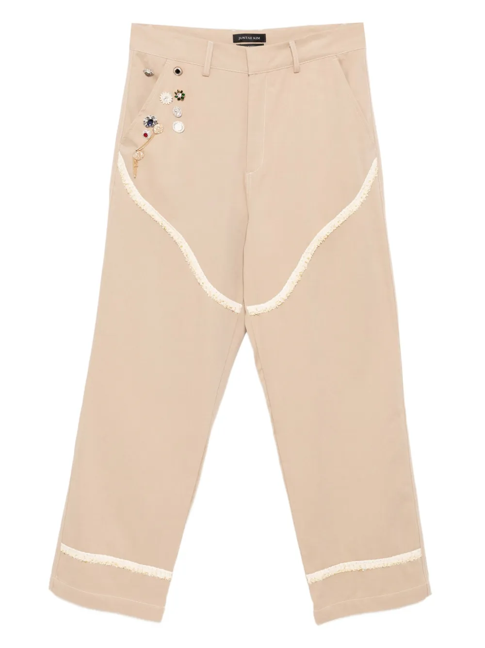 JUNTAE KIM corset-trimmed chinos | Neutrals | Image 1