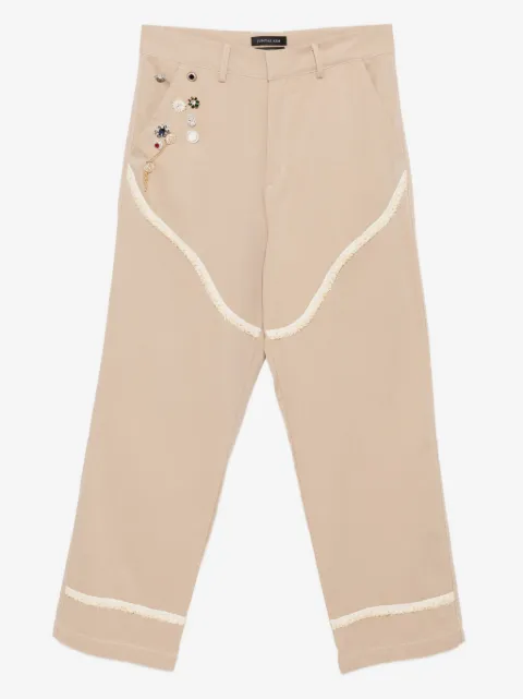 JUNTAE KIM pantalones chinos con ribete de corset