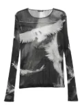 Ann Demeulemeester mesh graphic-print t-shirt - Black