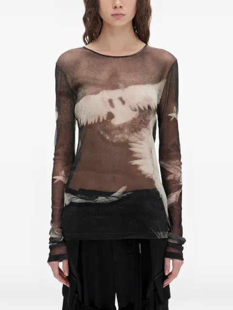 Ann Demeulemeester mesh graphic-print T-shirt