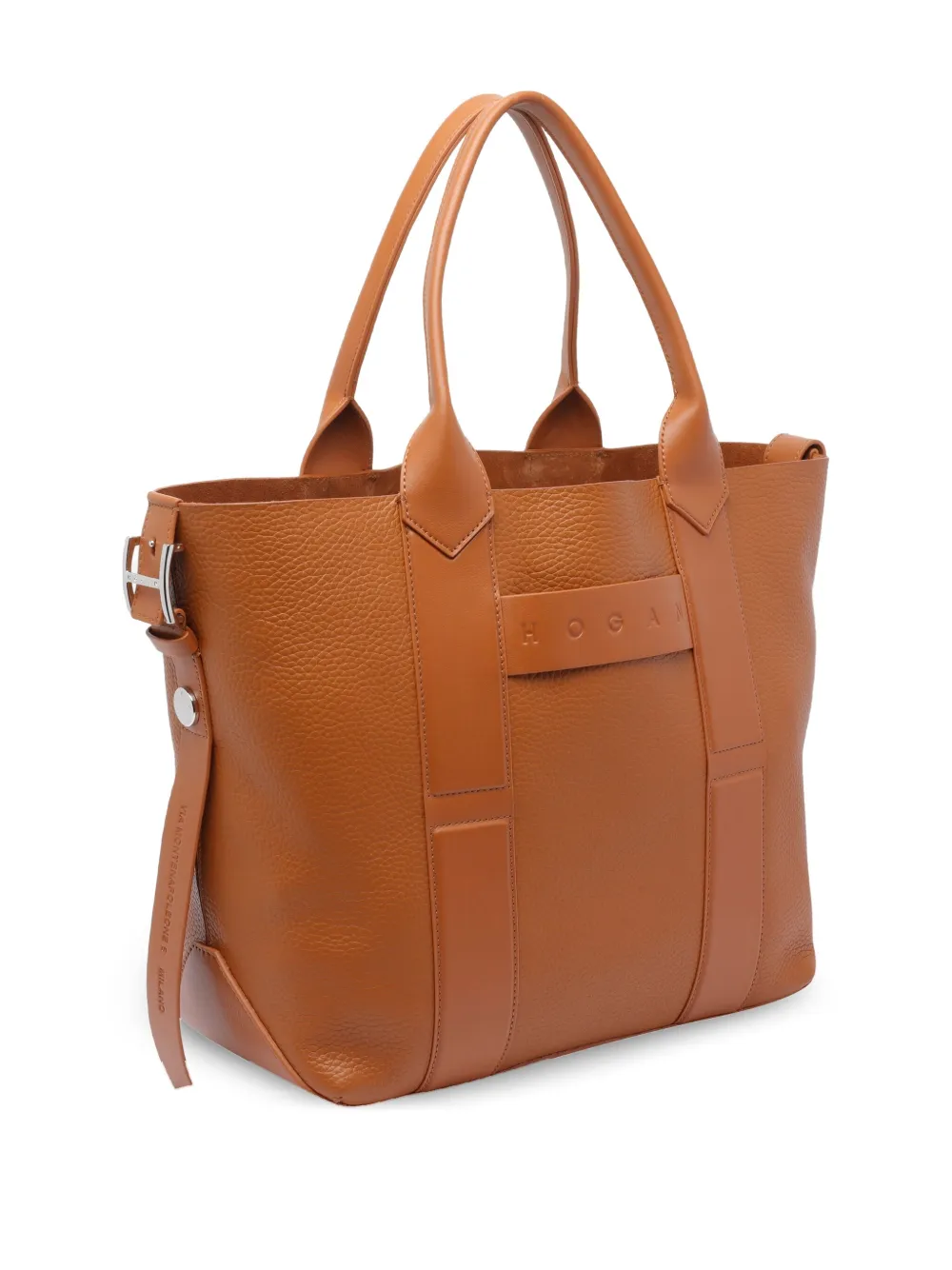 Hogan medium script-detail leather tote bag - Bruin