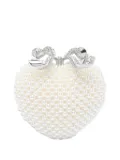 Self-Portrait Pearl Heart clutch bag - White