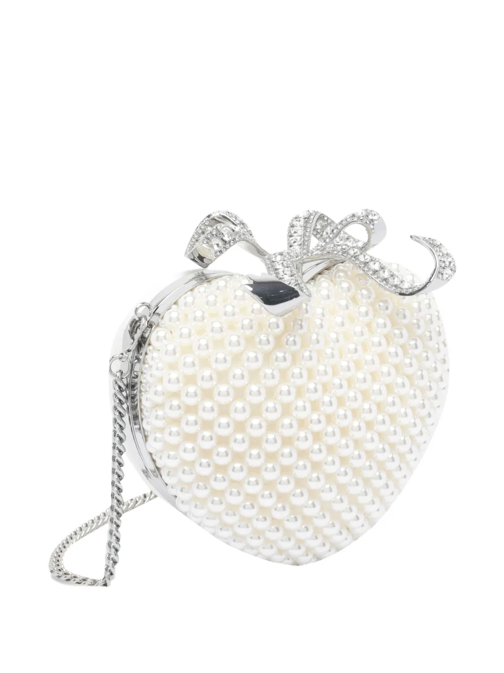 Self-Portrait Pearl Heart clutch Wit