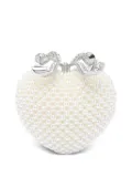 Self-Portrait Pearl Heart clutch bag - White