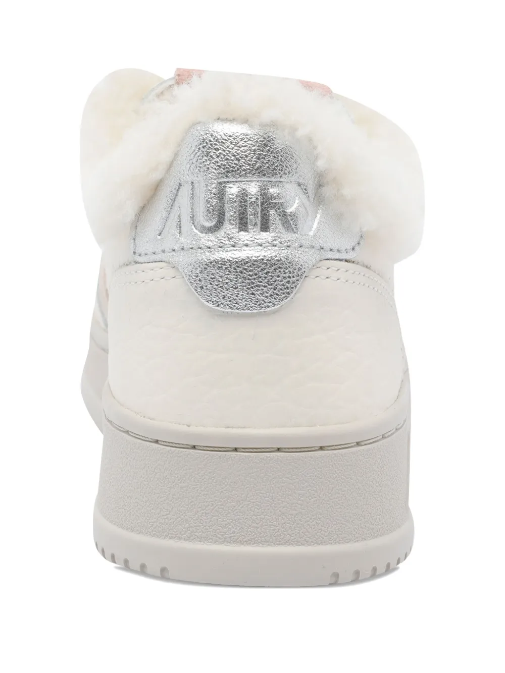 Autry Low Top Leather Sneakers With Faux Fur Effect In White