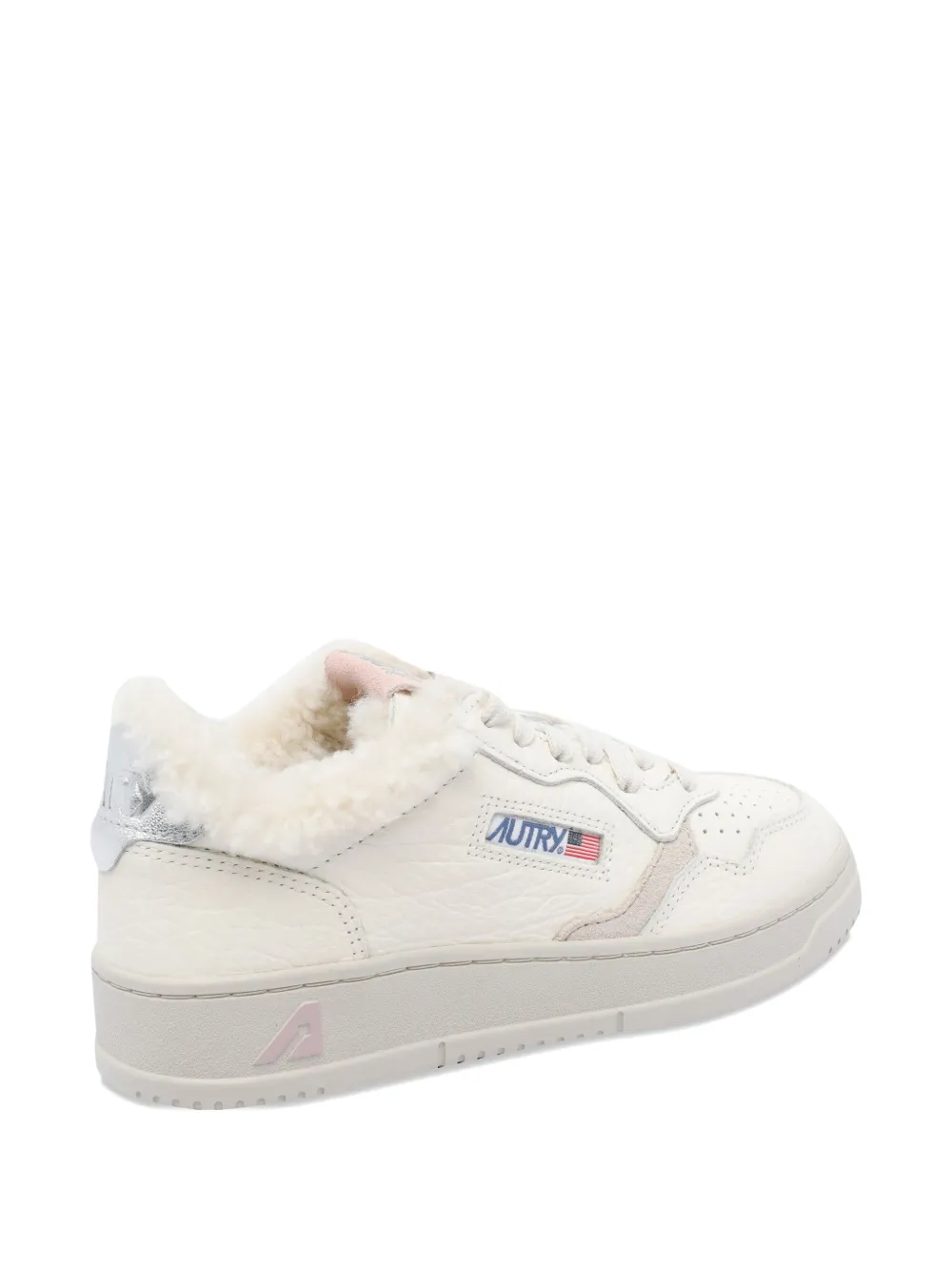 Autry Low Top Leather Sneakers With Faux Fur Effect In White