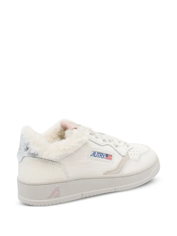 Autry faux-fur Medalist Sneakers | White | FARFETCH