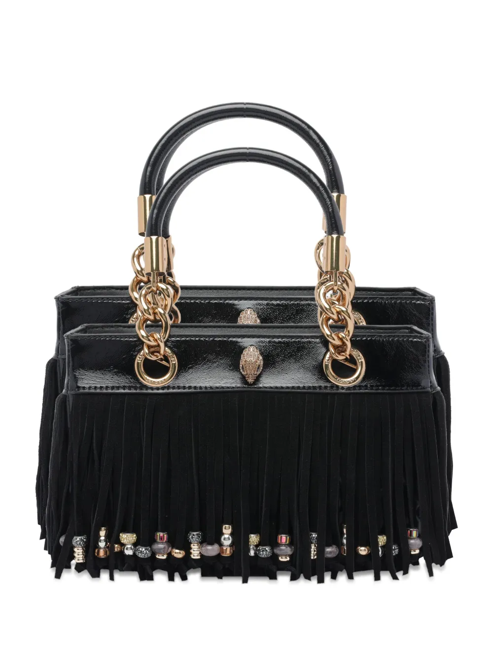 Kurt Geiger London Shopper met franje en handvat met ketting Zwart