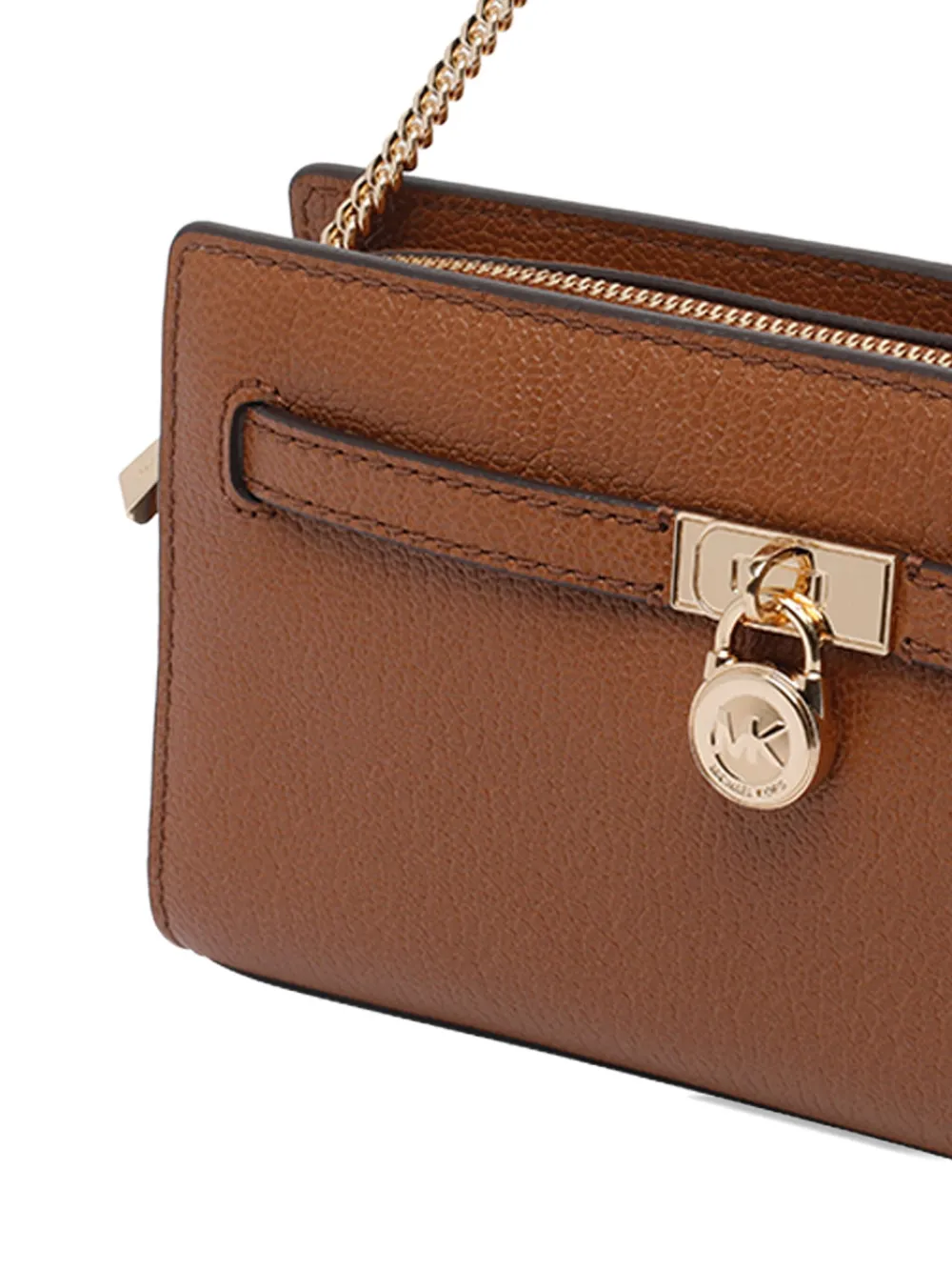 Michael Kors Schoudertas met hangslot ketting Bruin
