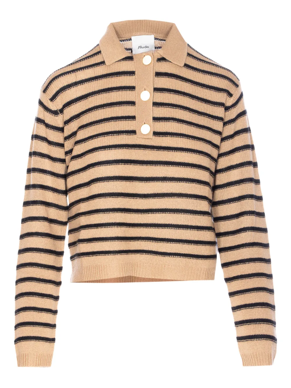 Allude Gestreepte polotop Bruin