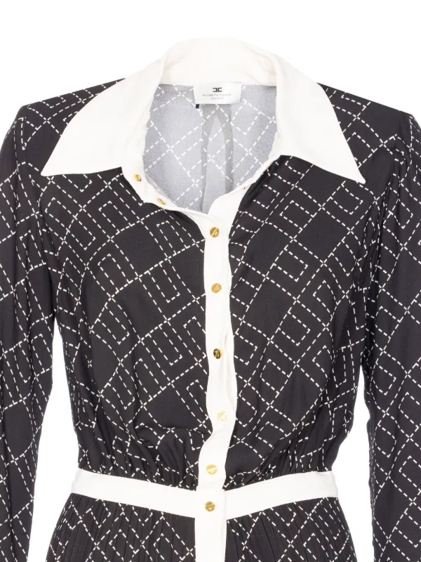 【ELISABETTA FRANCHI】シャツドレス Elisabetta Franchi プリント シャツドレス | ブラック